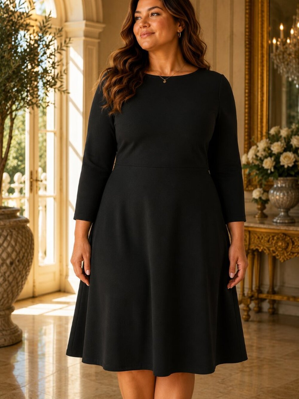 Old Navy Black Ponte Shift Dress Large 3/4 Sleeve